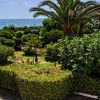 Giardino con palme e vista mare sullo sfondo.